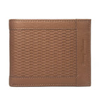 TOMMY BAHAMA Mens Basket Weave Embossed Bifold Leather Wallet Tan (MSRP $80)