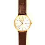PAUL SMITH Mens Leather Strap Stainless Date Watch Brown Bronze 38mm (MSRP $325)