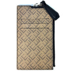 DUNHILL Signature Logo Printed Leather Zip Card Case Wallet Camel (MSRP $245)