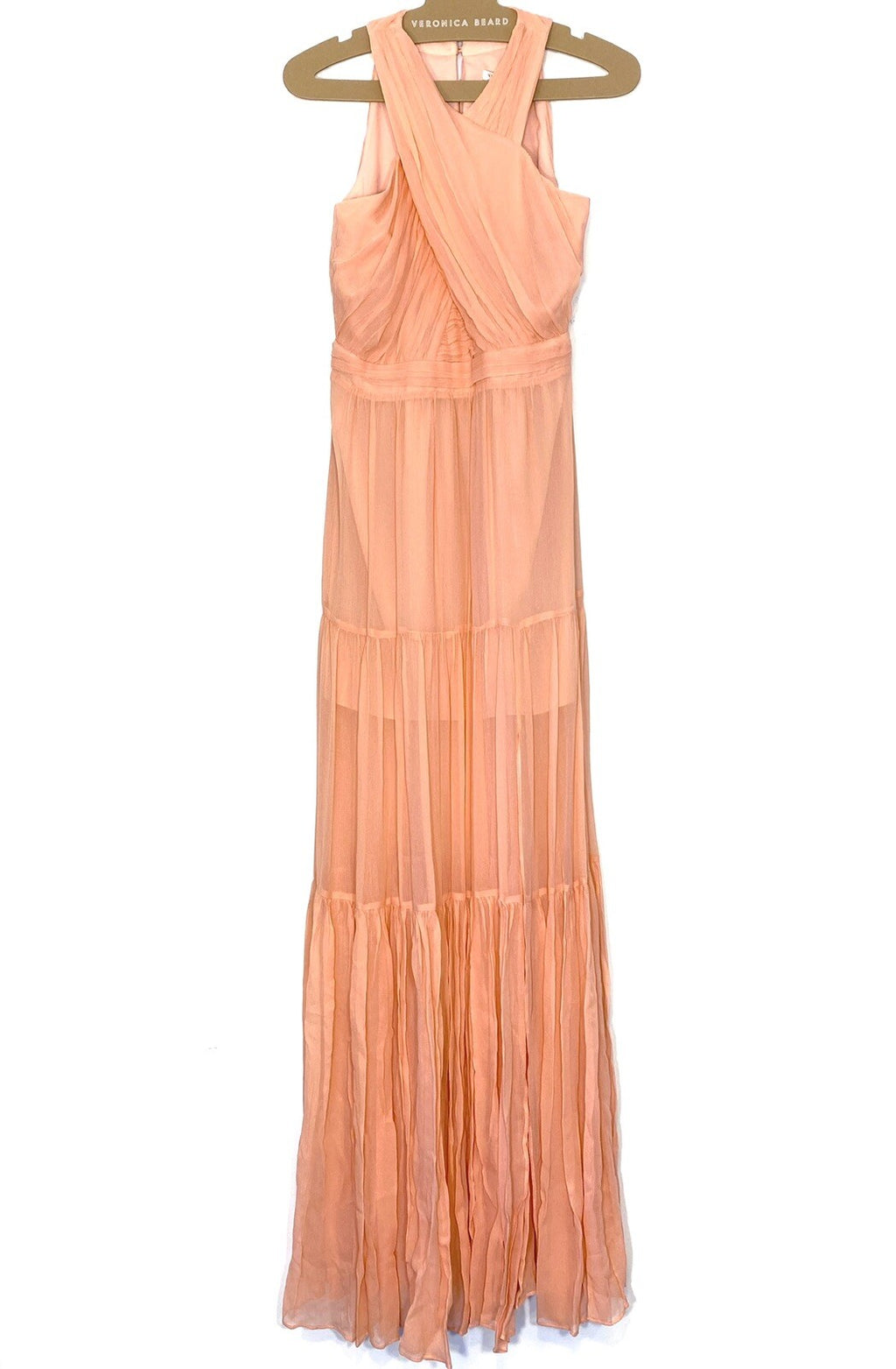 VERONICA BEARD Florencia Sleeveless Silk Maxi Dress Bright Coral Pink -MSRP $698