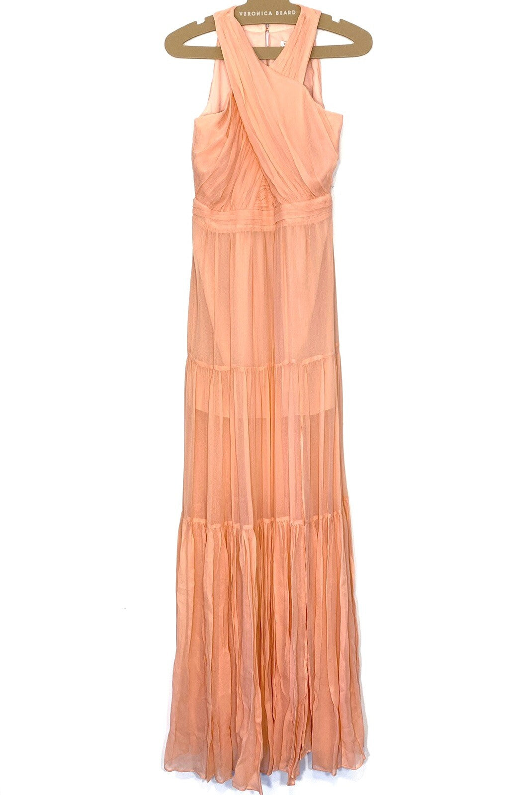 VERONICA BEARD Florencia Sleeveless Silk Maxi Dress Bright Coral Pink -MSRP $698