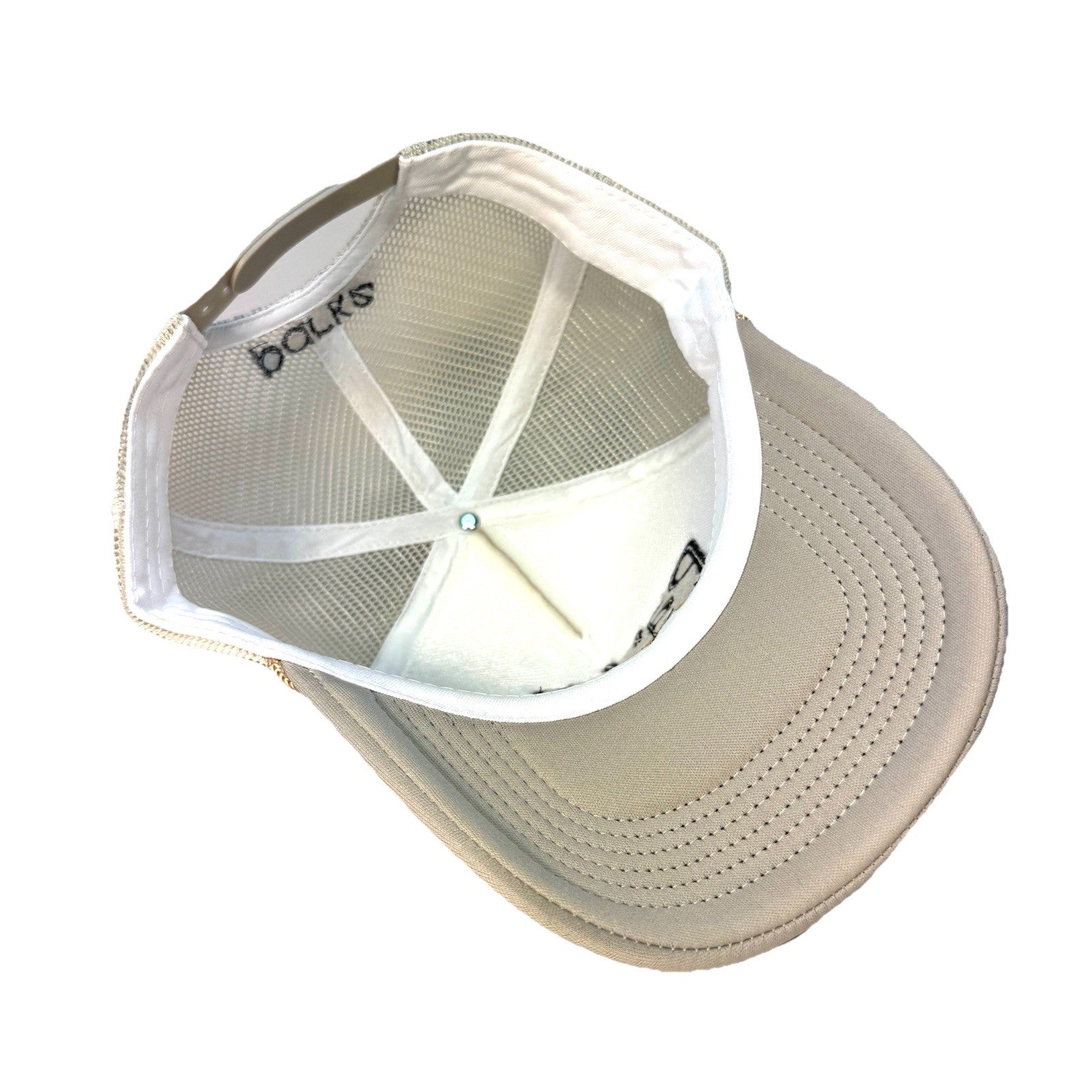 PARKE Womens NYC Taxi Cab Logo Embroidered Snapback Mesh Trucker Hat Beige