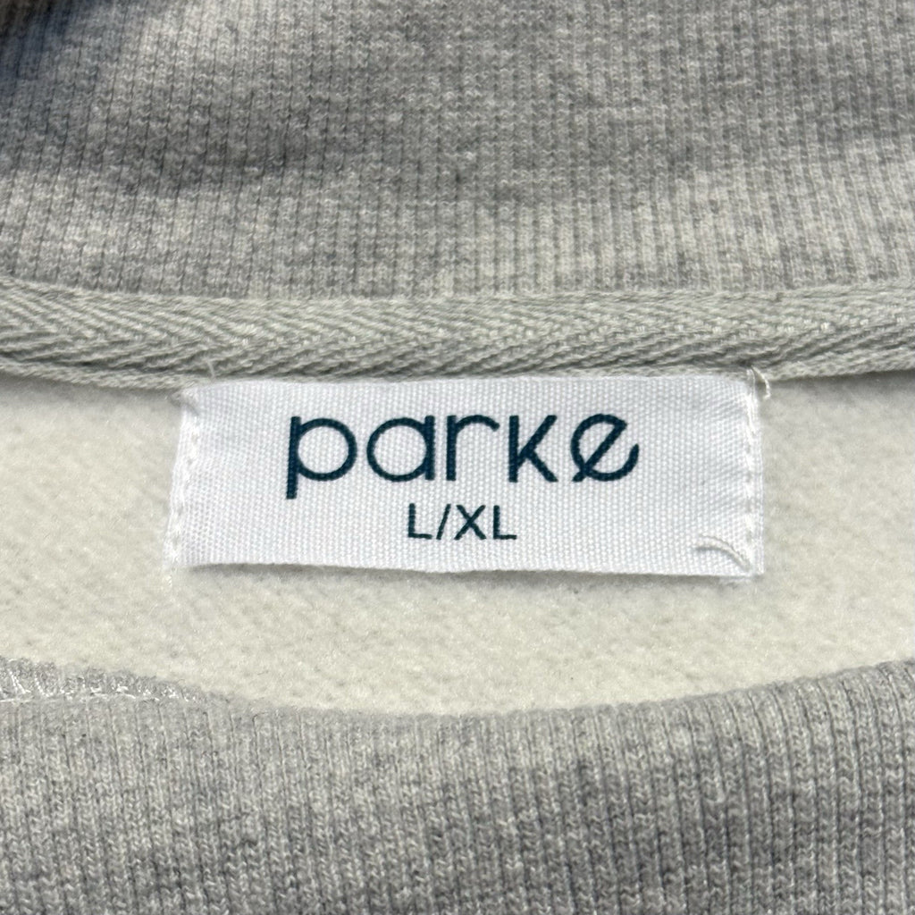 PARKE Womens Fleece NYC Taxi Cab Logo Mockneck Sweatshirt Heather Grey L/XL