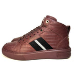 BALLY Mens Meson Croc Embossed Leather Mid Top Sneakers Heritage Red 7 MSRP $720