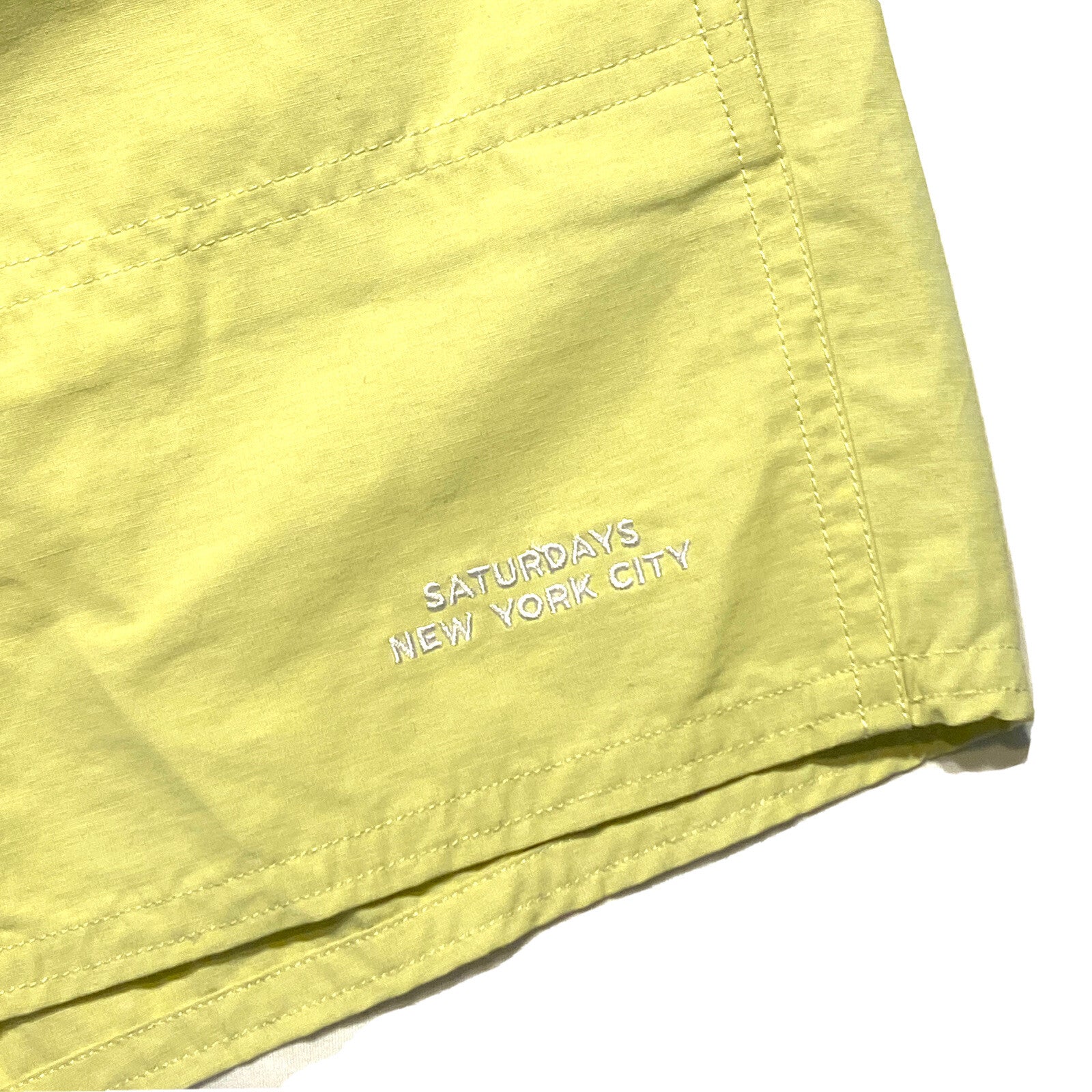 SATURDAYS NYC Mens Talley Swim Trunks Shorts Pale Lime Yellow (MSRP $118)