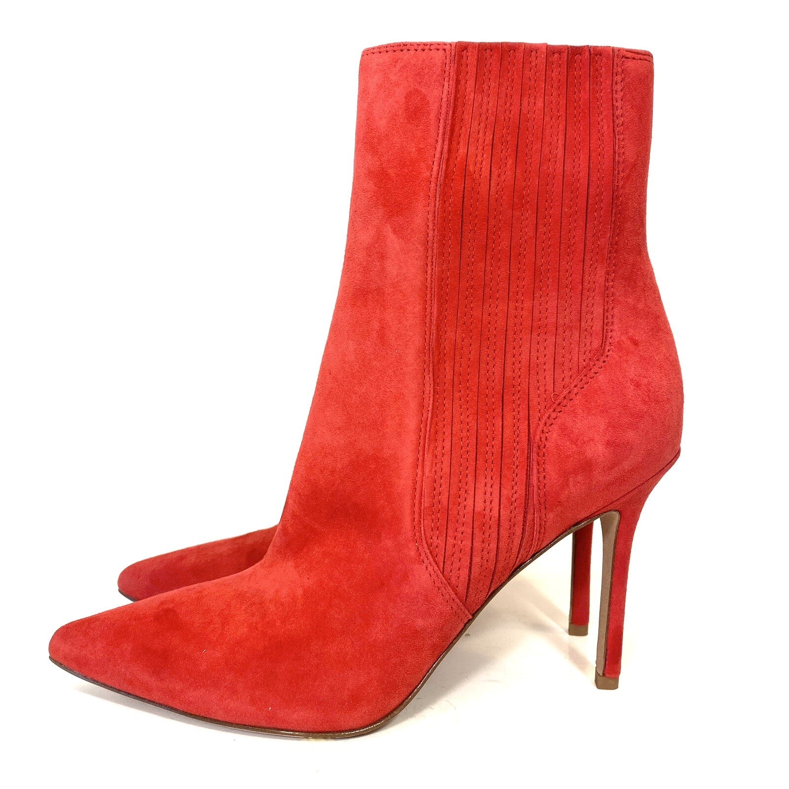 VERONICA BEARD Wonder Woman Lisa Suede Leather Heel Boots Red (MSRP $498)