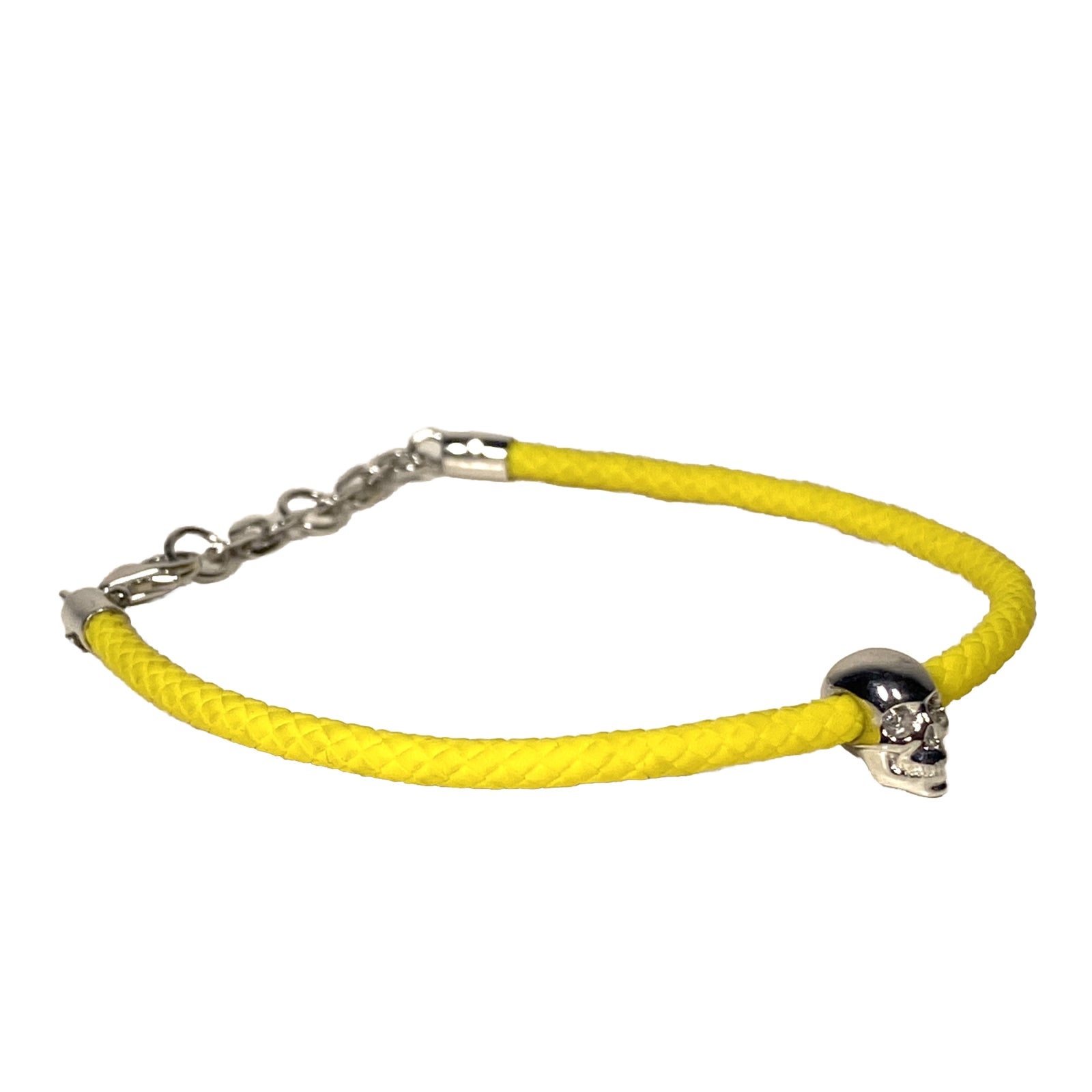 NORTHSKULL London Mens Silver Plated Swarovski Skull Bracelet Yellow (MSRP $140)
