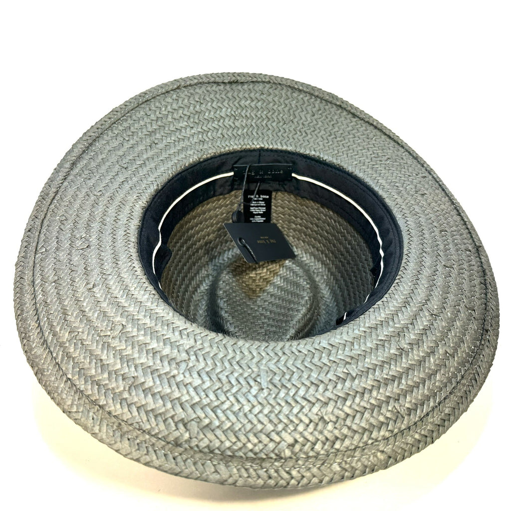 RAG & BONE Womens Packable Straw Net Band Fedora Hat Safari Grey (MSRP $225)