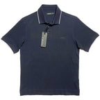 Z ZEGNA Mens Short Sleeve Pique Cotton Logo Polo Shirt Navy Blue (MSRP $225)
