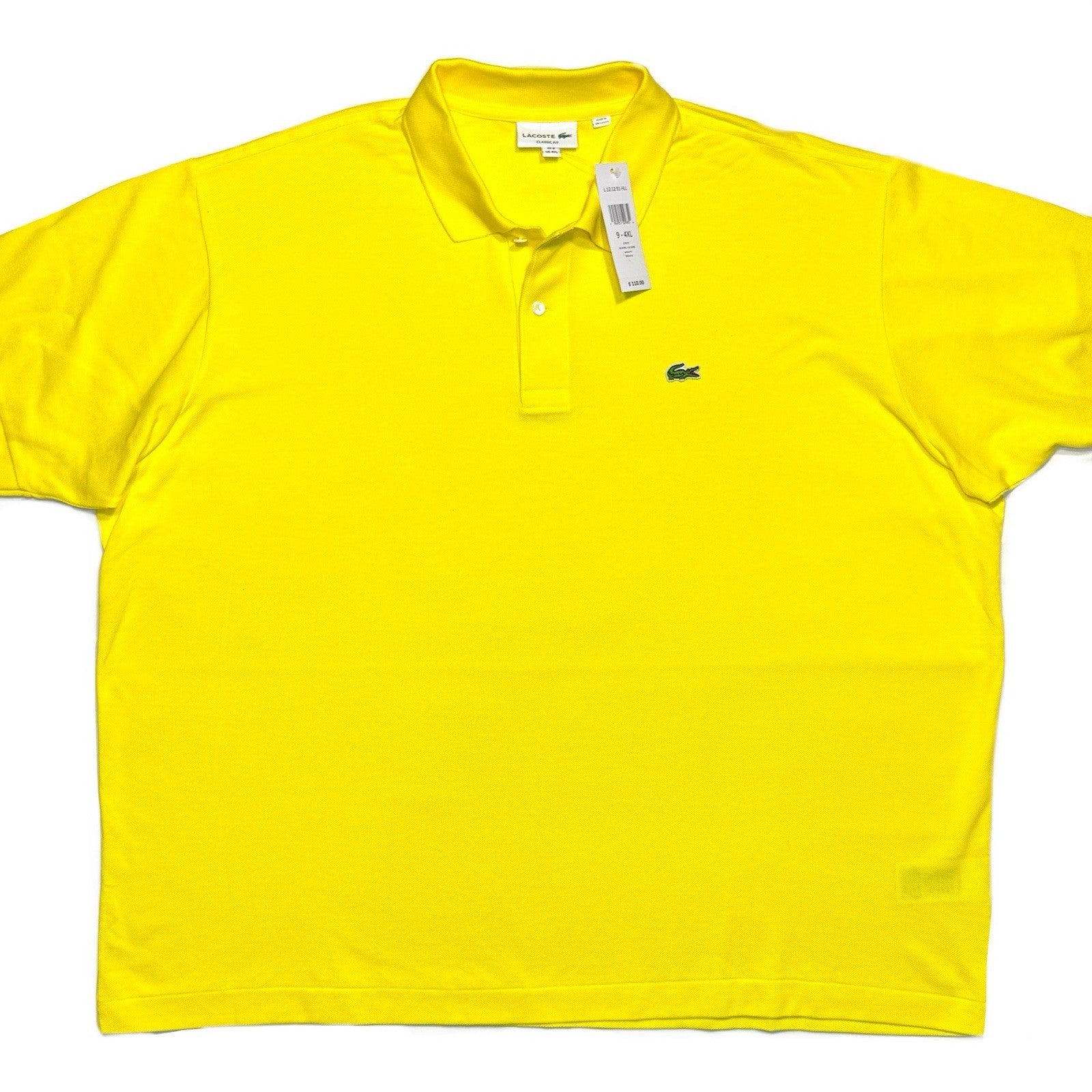 LACOSTE Mens Big Tall Logo Classic Pique Polo Shirt Yellow 4XL (MSRP $110)