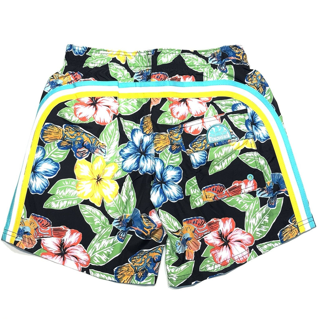 SUNDEK Mens 7in Floral Printed Board Shorts Swim Trunks Multi Black (MSRP $139)