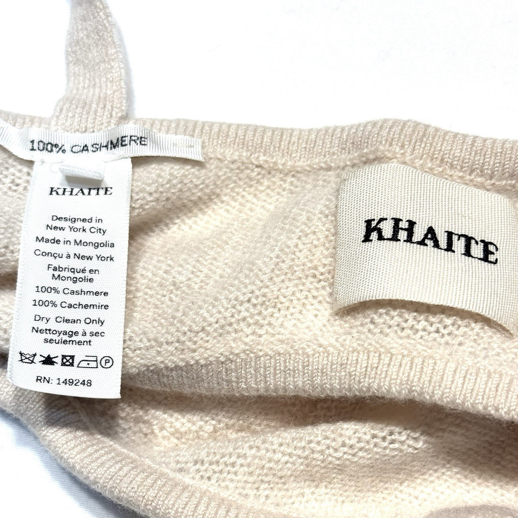 KHAITE Womens Eda Cashmere Knit Bralette Top Custard Ivory (MSRP $540)