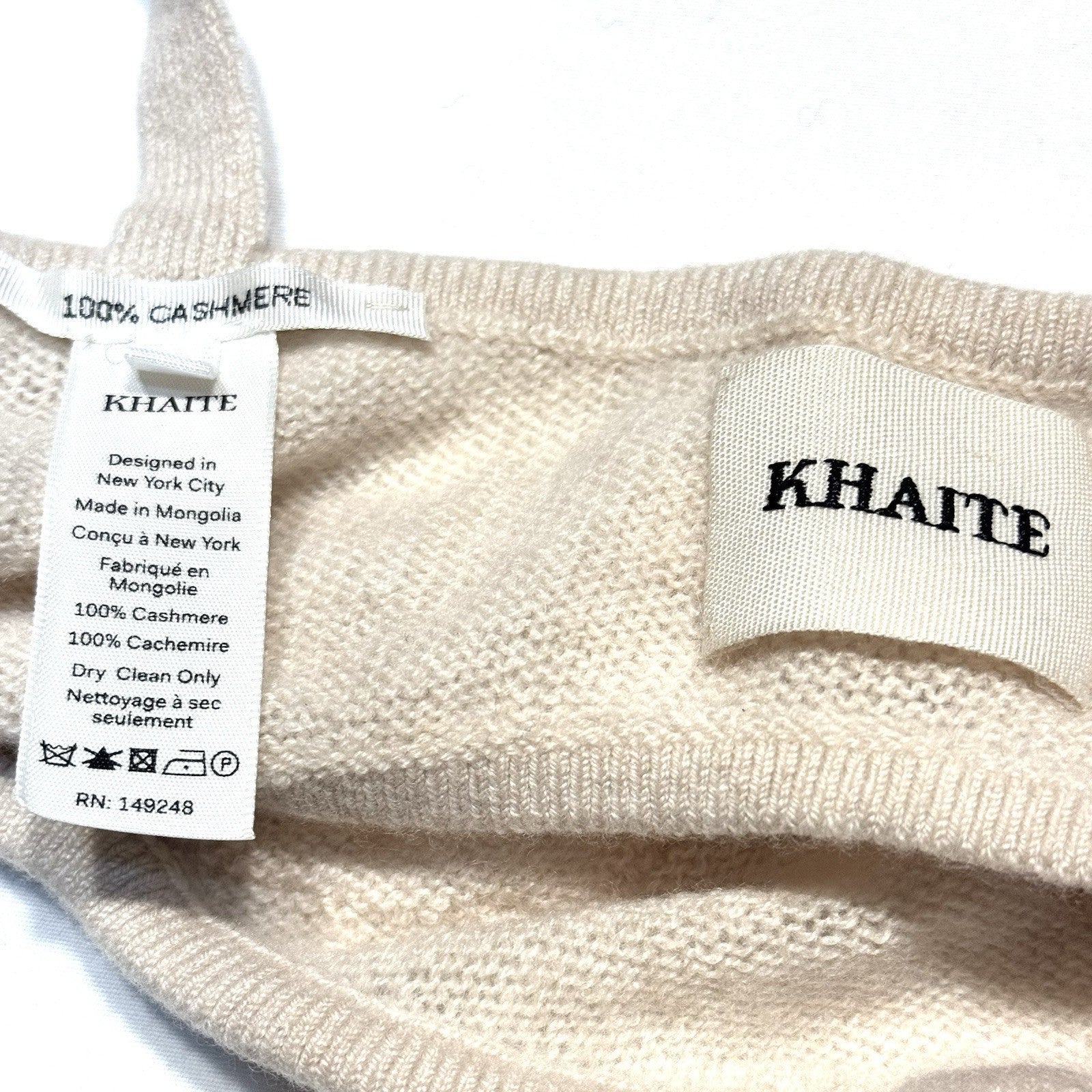 KHAITE Womens Eda Cashmere Knit Bralette Top Custard Ivory (MSRP $540)