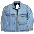 18 EAST Mens Zip Bellows Denim Coach's Jacket Light Blue (MSRP $248)