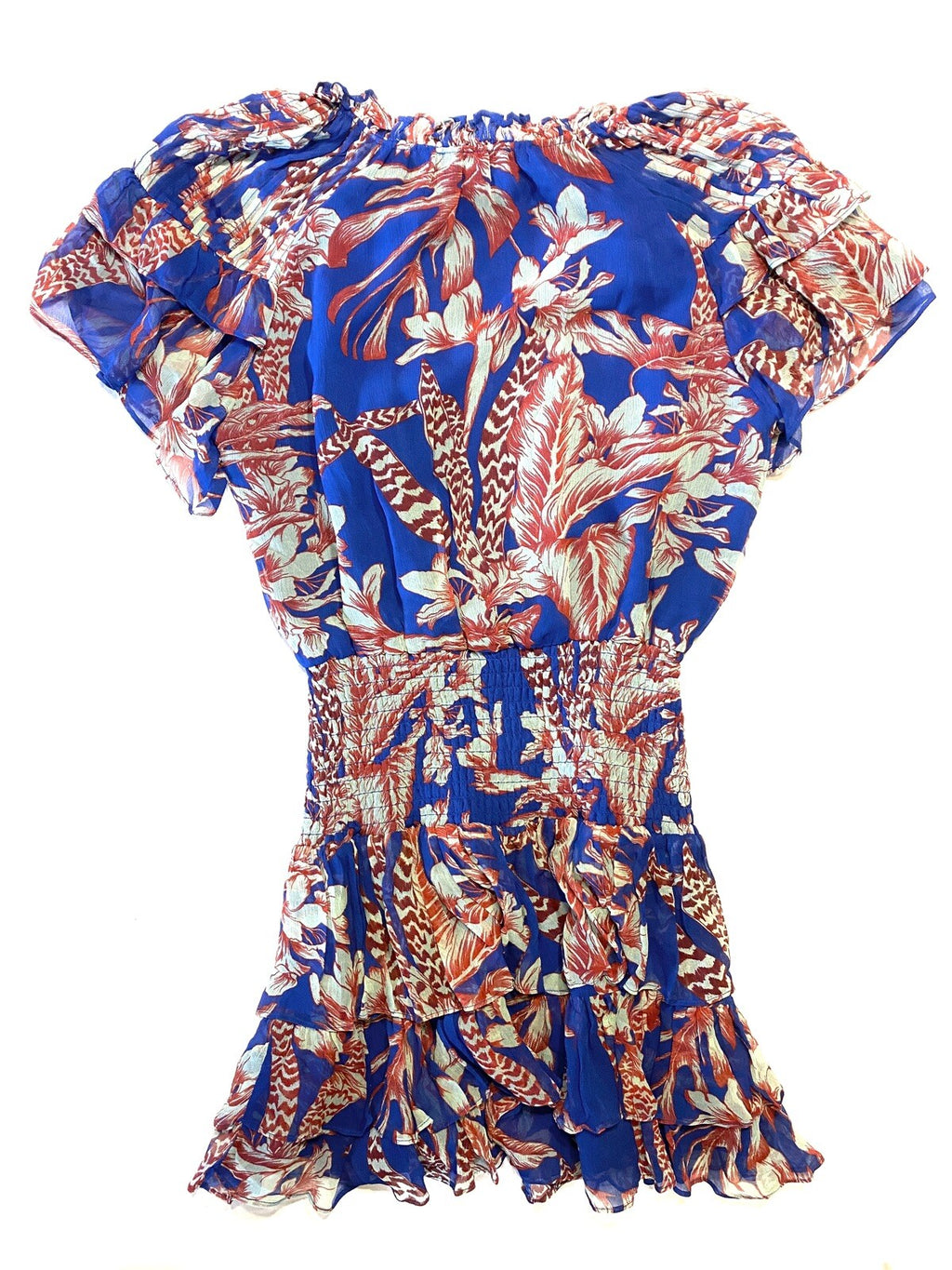 GILNER FARRAR Zoe Jungle Garden Floral Print Short Dress Blue (MSRP $295)