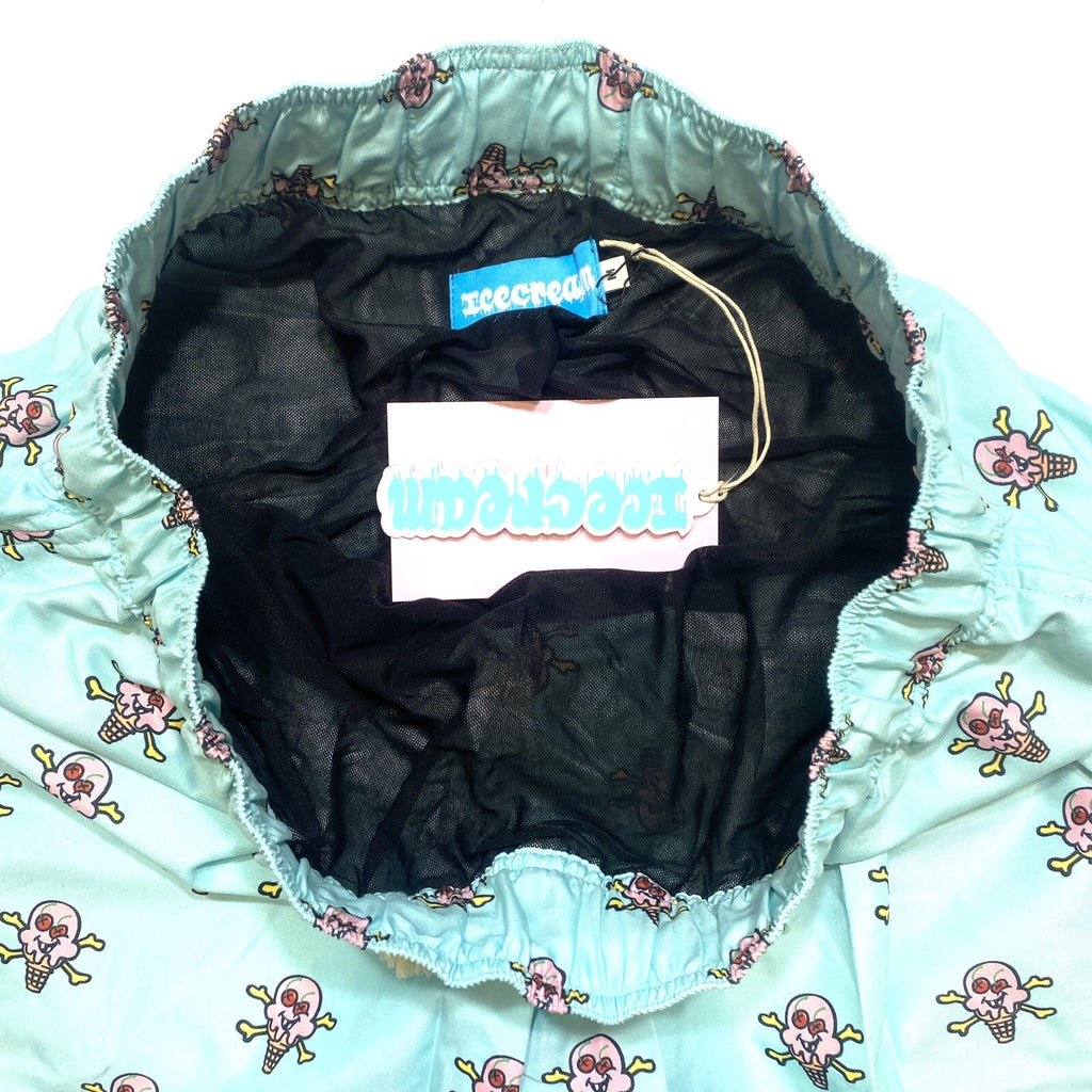 ICE CREAM Billionaire Boys Club Cones N Bones Logo Swim Shorts Blue (MSRP $125)