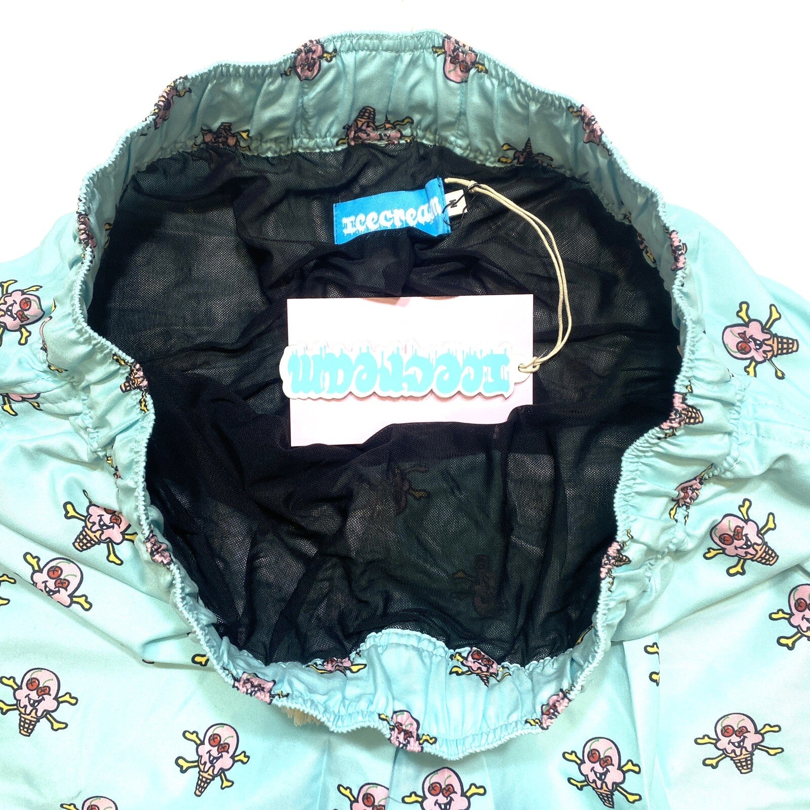 ICE CREAM Billionaire Boys Club Cones N Bones Logo Swim Shorts Blue (MSRP $125)