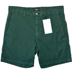 THEORY Mens Zaine 7in Stretch Cotton Chino Shorts Pine Green (MSRP $145)