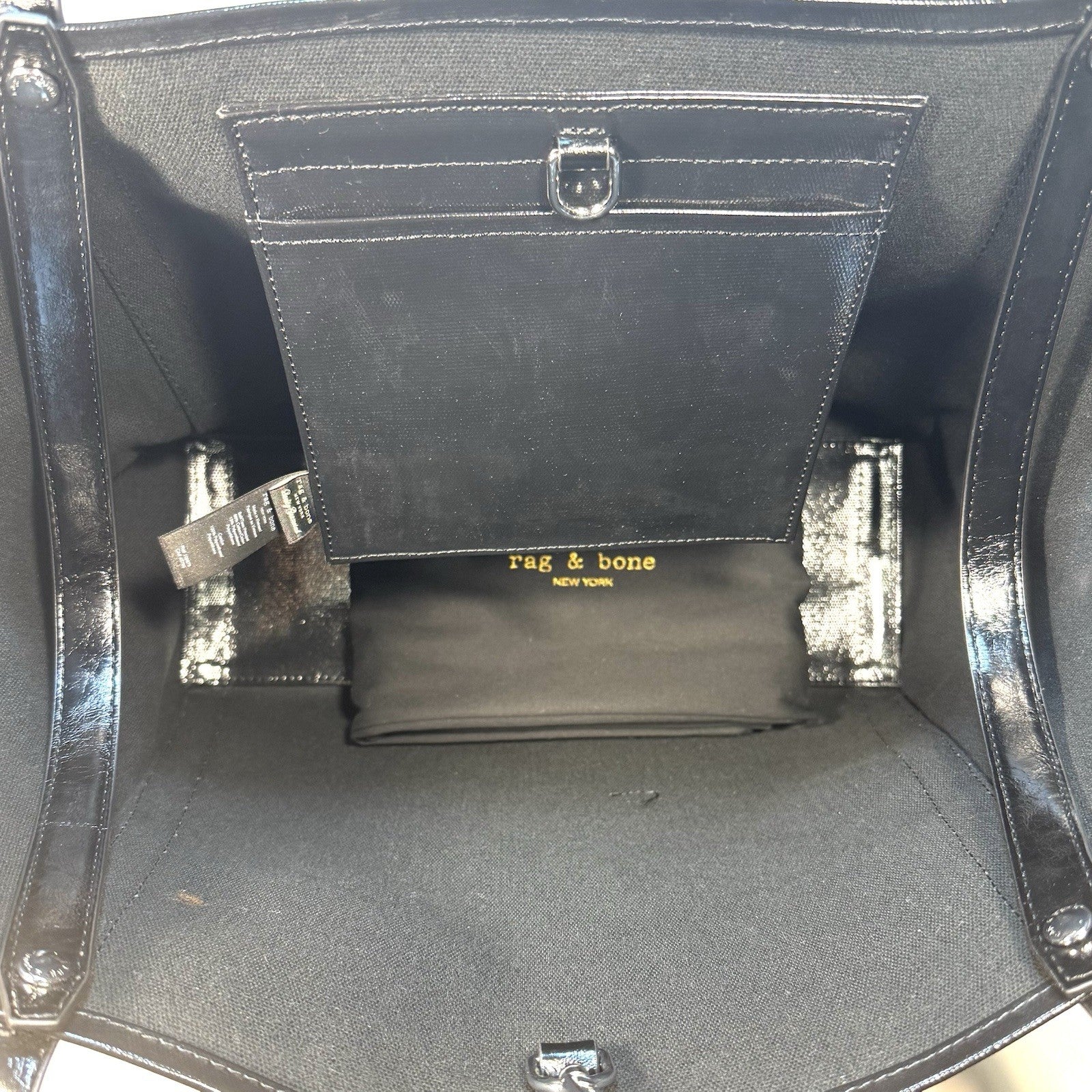 RAG & BONE Jet Coated Canvas Shoulder Tote Bag Black (MSRP $298)