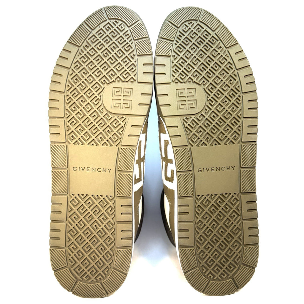 GIVENCHY Mens G4 Leather High Top Sneakers White Khaki Green 48 (MSRP $750)