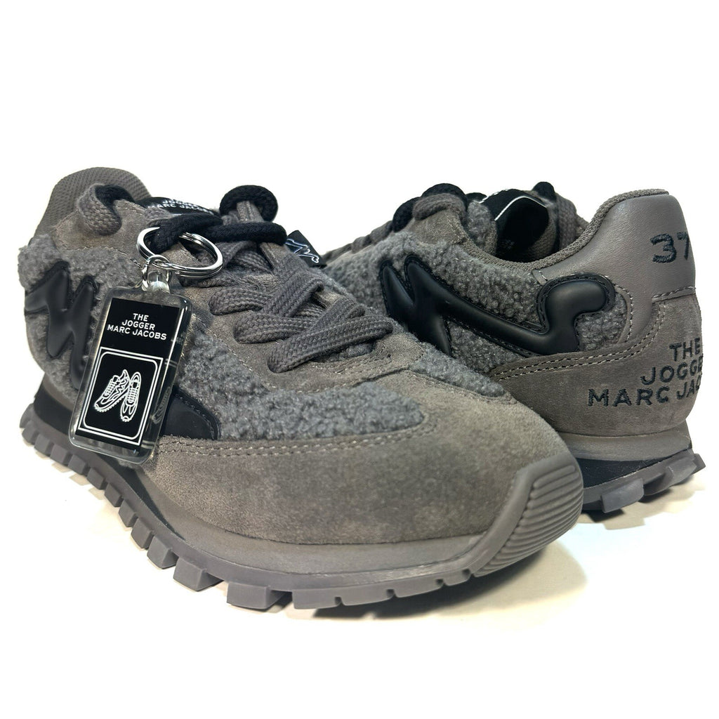 MARC JACOBS Womens The Teddy Jogger Suede Shearling Sneakers Grey 37 (MSRP $295)