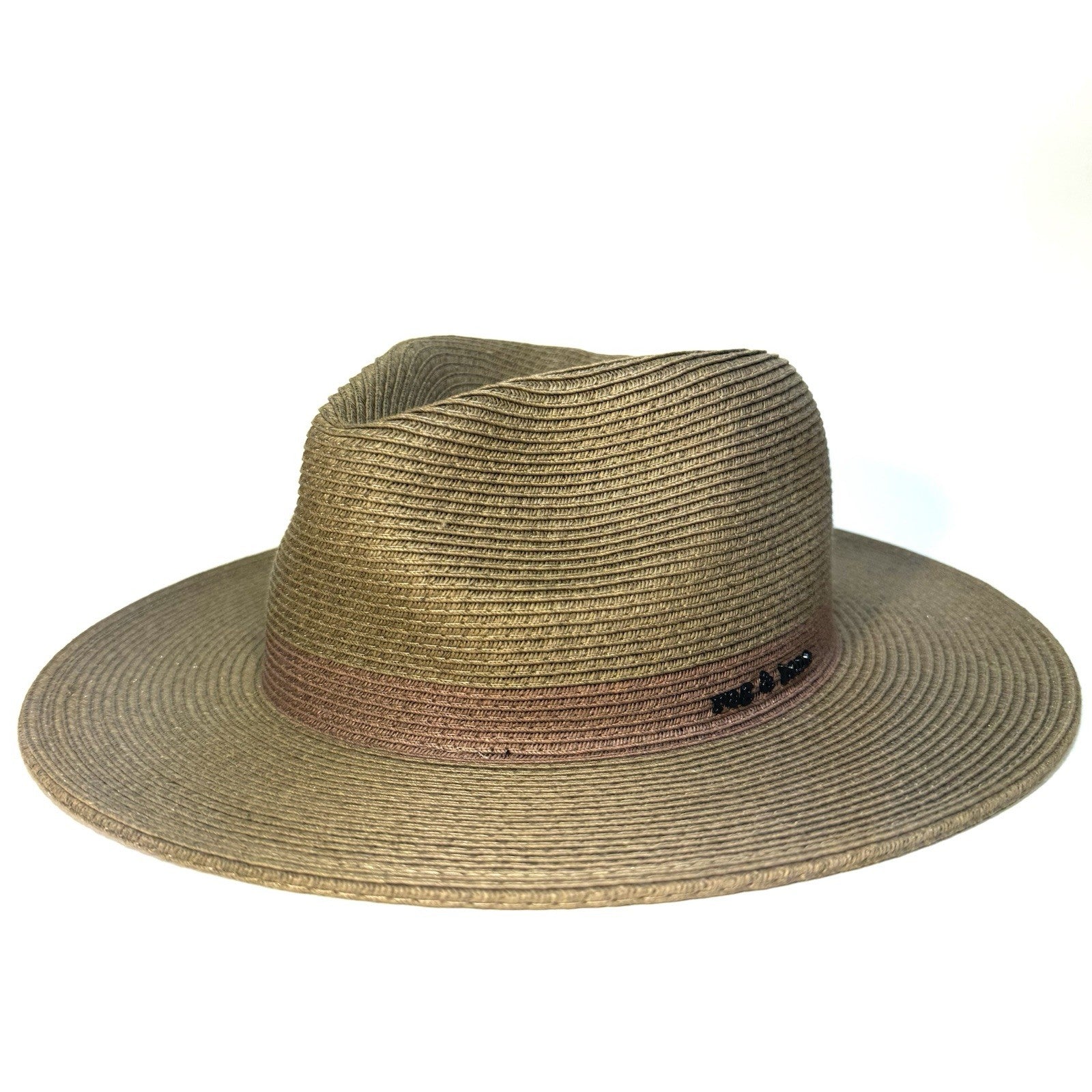 RAG & BONE Womens City Straw Logo Stripe Hat Olive (MSRP $250)