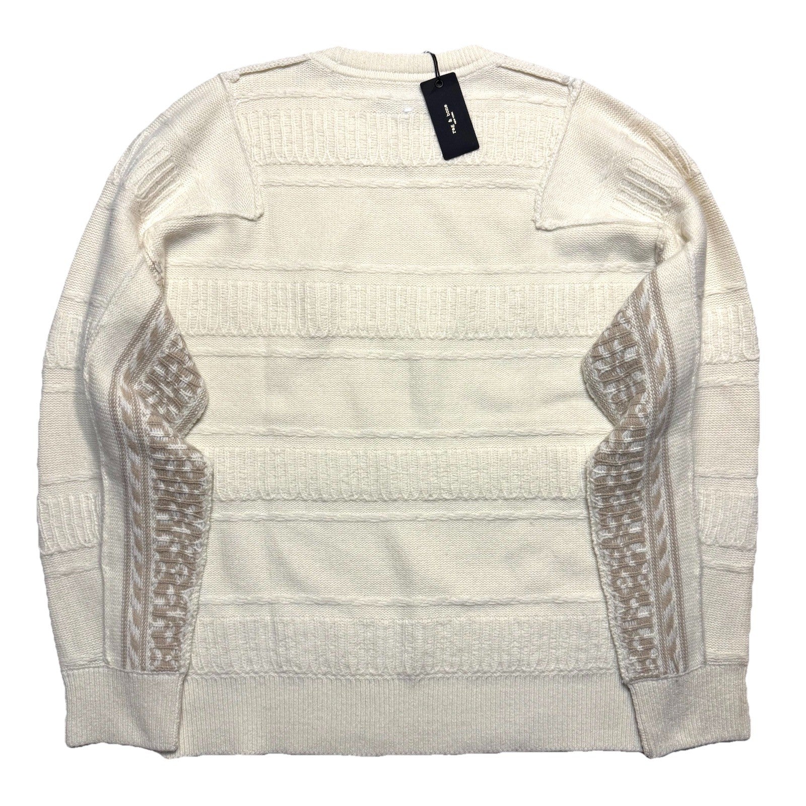 RAG & BONE Mens Colton Wool Crewneck Sweater Ivory White XL (MSRP $398)