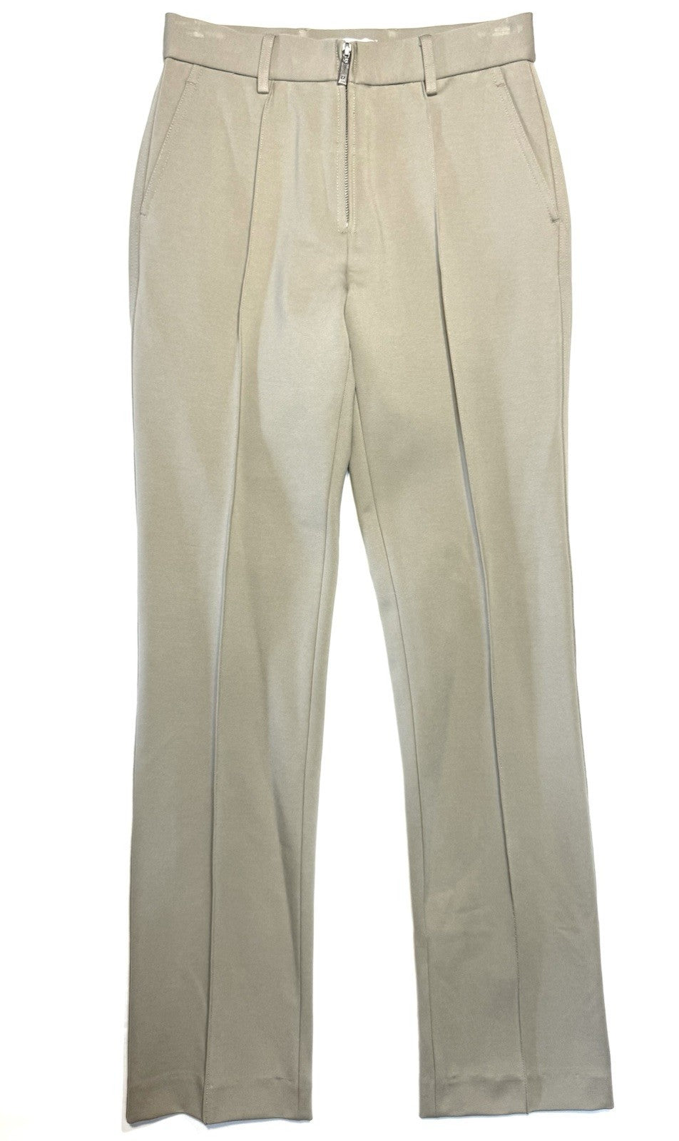 HELMUT LANG Womens Stretch Z Slim Zip Front Ponte Pants Taupe (MSRP $395)
