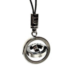 DUNHILL Gyroscope Black Lacquered Mini Keychain Charm Silver (MSRP $95)