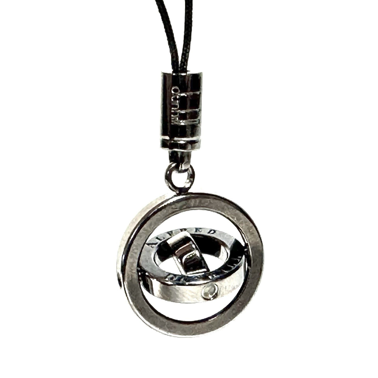 DUNHILL Gyroscope Black Lacquered Mini Keychain Charm Silver (MSRP $95)