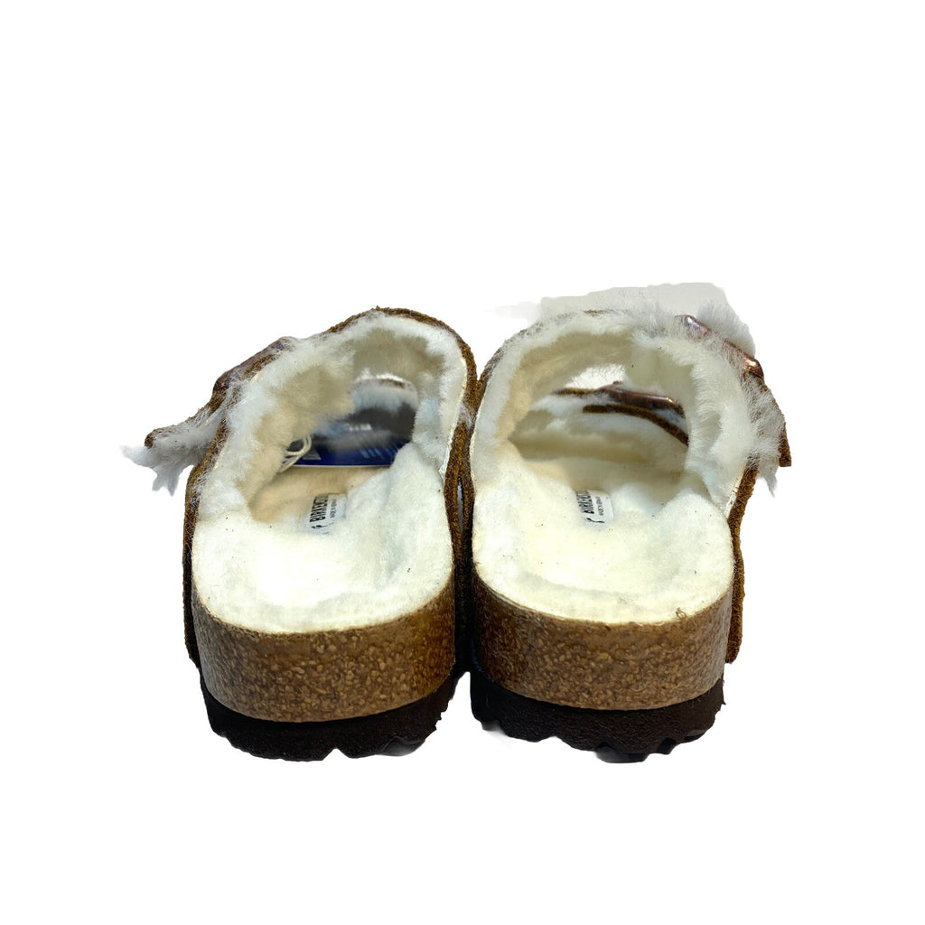 BIRKENSTOCK Womens Arizona Shearling Fur Sandals Narrow Mink Brown (MSRP $150)