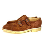 JOHN LOBB Mens William Crepe Suede Monkstrap Shoes Terracotta 7.5 (MSRP $1,780)
