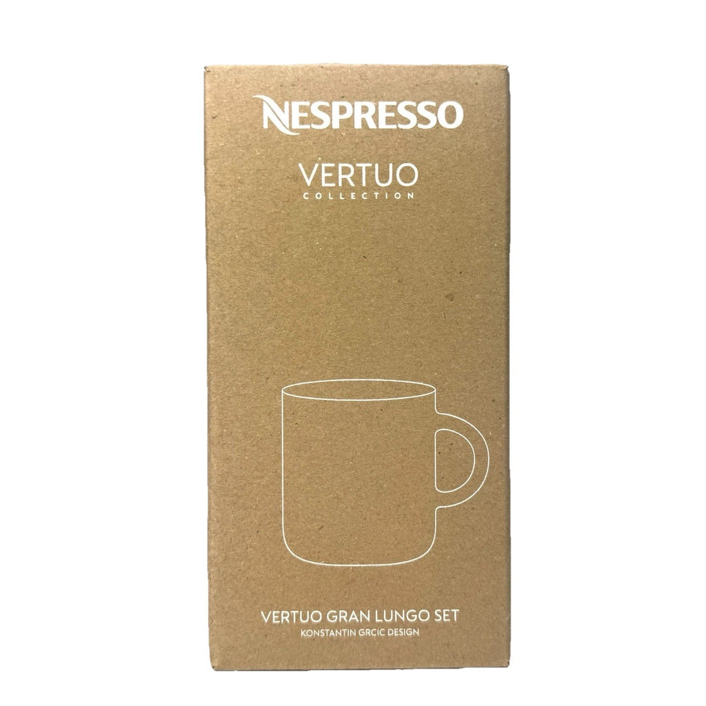 NESPRESSO Vertuo Gran Lungo Glass Coffee Cups Mugs and Spoons Set of 2
