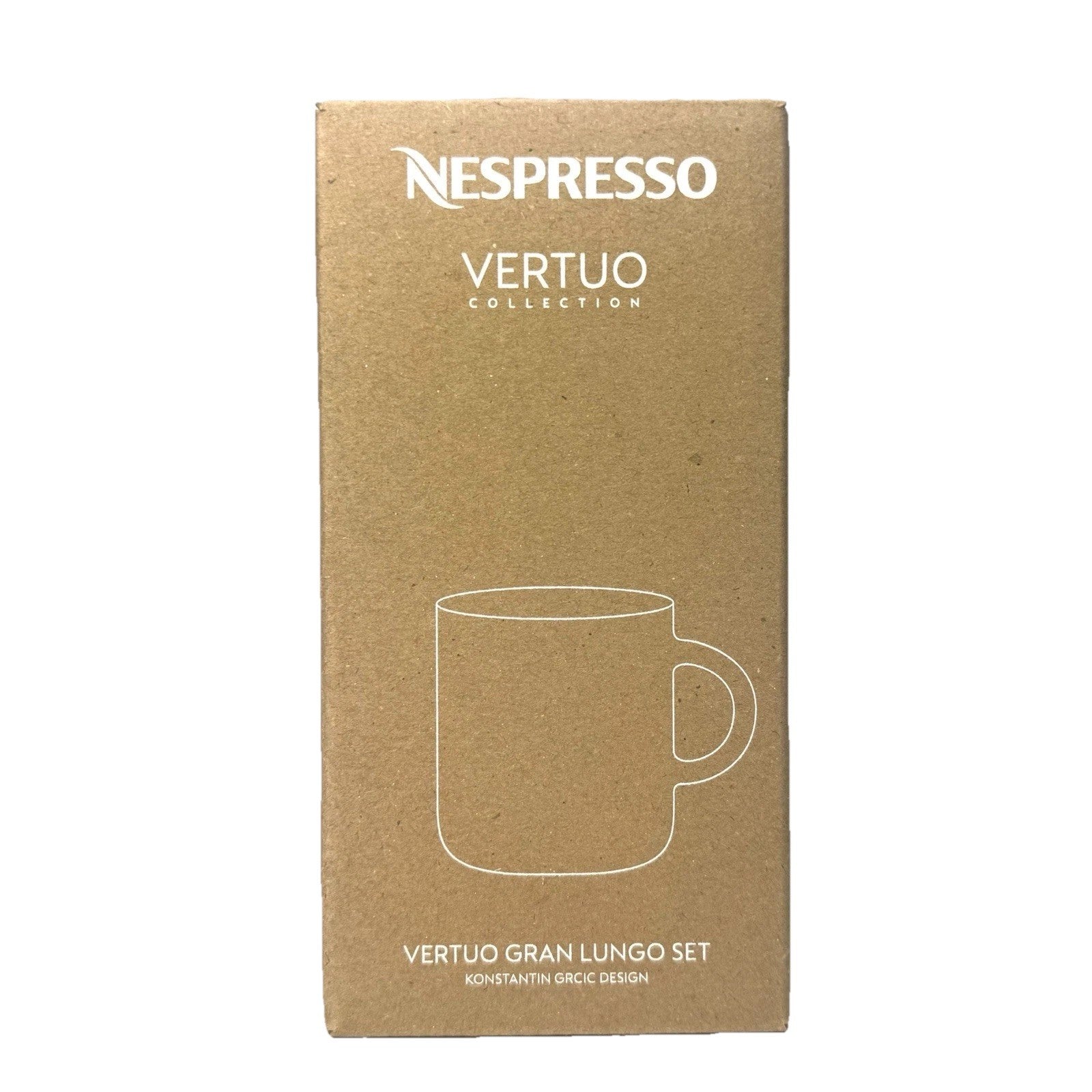 NESPRESSO Vertuo Gran Lungo Glass Coffee Cups Mugs and Spoons Set of 2