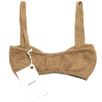 KHAITE Womens Eda Cashmere Knit Bralette Top Camel Tan Beige (MSRP $540)