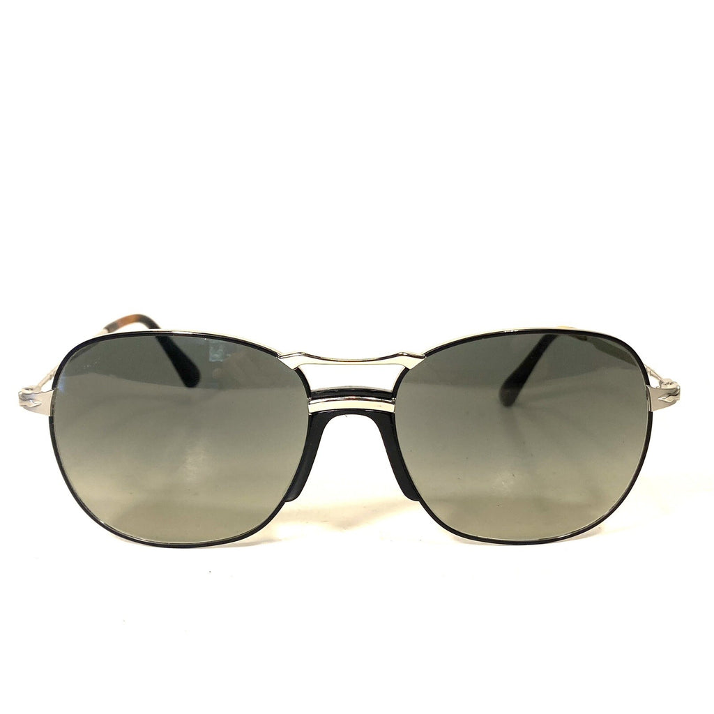 PERSOL Mens 2449 1074/71 Square Sunglasses Black Silver 56mm (MSRP $340)