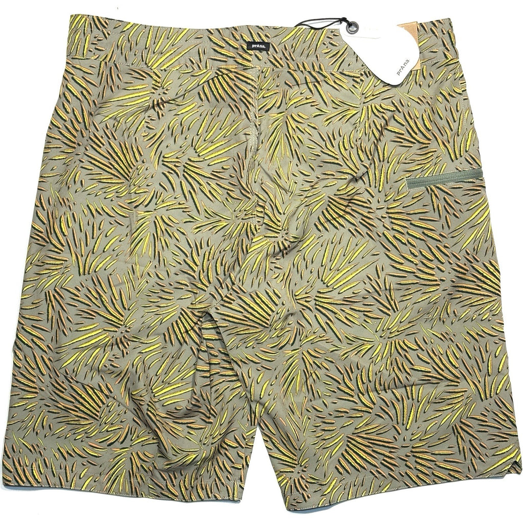 PRANA Mens 9in Fenton Board Shorts Swim Trunks Juniper Fronds Green (MSRP $65)