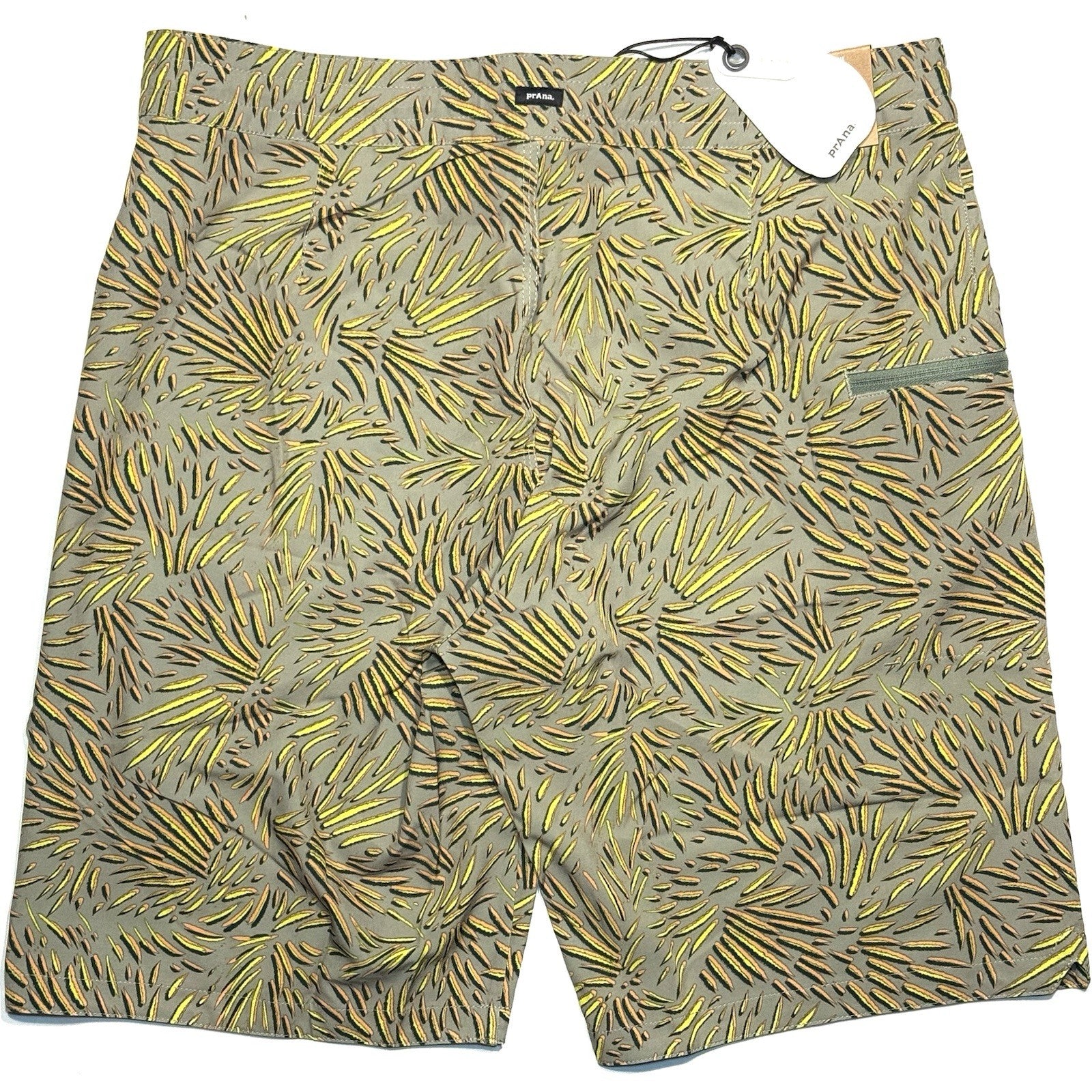 PRANA Mens 9in Fenton Board Shorts Swim Trunks Juniper Fronds Green (MSRP $65)