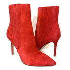 VERONICA BEARD Wonder Woman Lisa Suede Leather Heel Boots Red (MSRP $498)