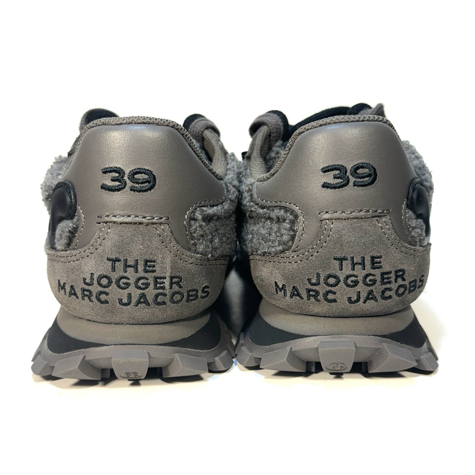 MARC JACOBS Womens The Teddy Jogger Suede Shearling Sneakers Grey 39 (MSRP $295)