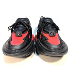 BALMAIN Mens Unicorn Neoprene Leather Low Top Sneakers Red Black (MSRP $1,295)