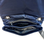 THINK ROYLN Crossbody Flap Bag On Chain Liquid Satin Indigo Blue (MSRP $98)