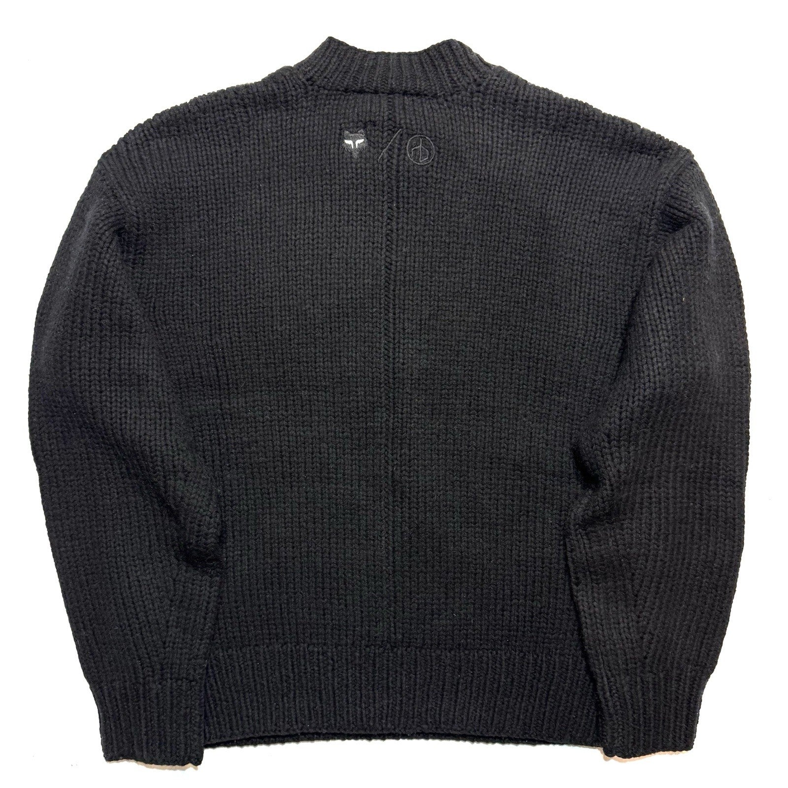 RAG & BONE x FOX Mens Logo Crewneck Wool Knit Sweater Black (MSRP $695)