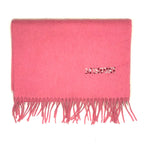 MISSONI Womens Wool Fringe Scarf Dark Logo Charcoal Gray Pink