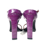 MISSONI Womens Crocodile Embossed Leather Heel Sandals Purple (MSRP $810)