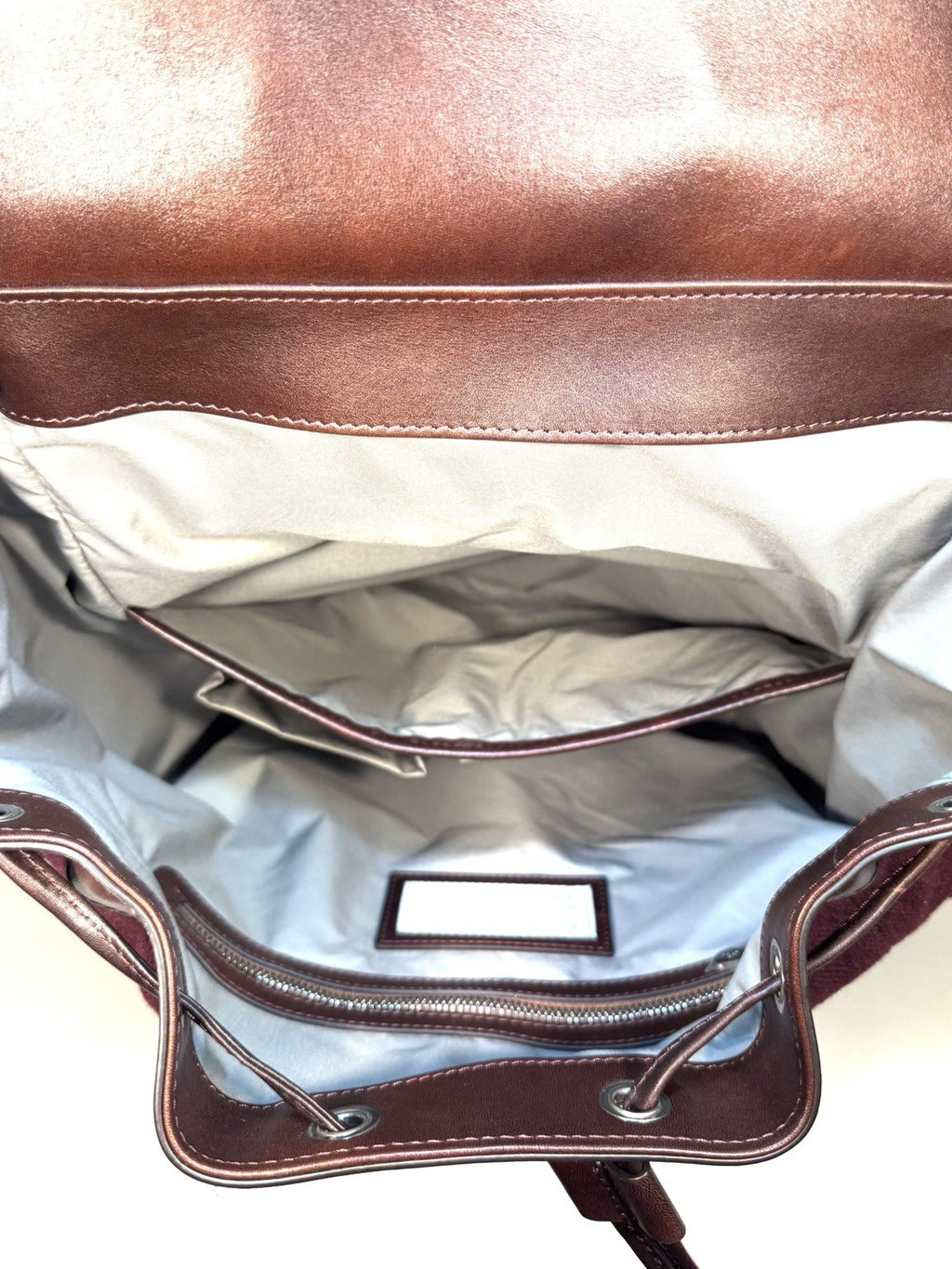 BRUNELLO CUCINELLI Leather Wool Canvas Backpack Burgundy Brown (MSRP $4,595)