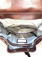 BRUNELLO CUCINELLI Leather Wool Canvas Backpack Burgundy Brown (MSRP $4,595)