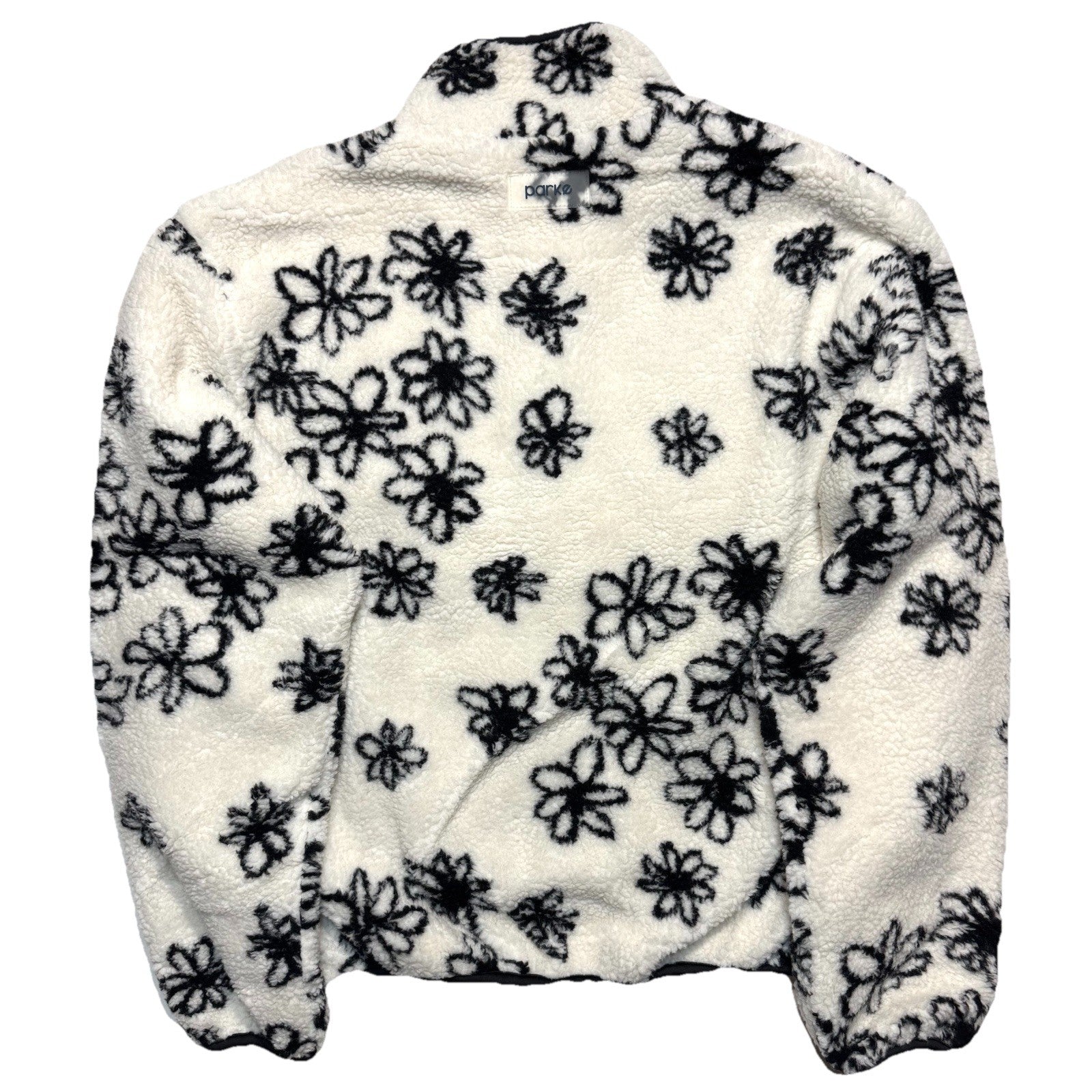 PARKE Womens Fleece Floral Pullover Jacket Ivory White (MSRP $165)