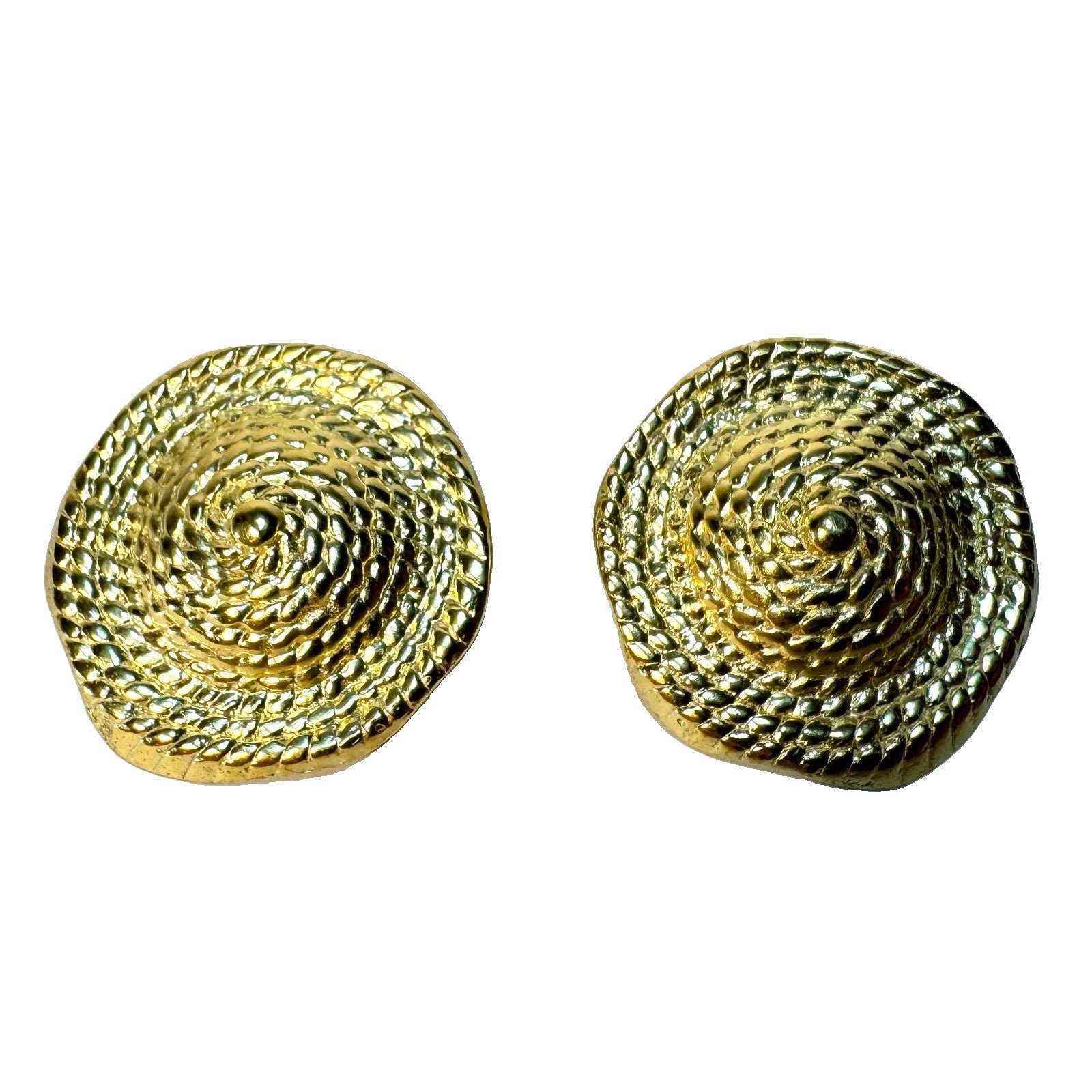 YSSO Womens Era 24k Gold Plated Rope Embossed Disc Earrings (MSRP $290)
