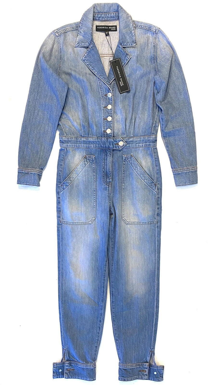 VERONICA BEARD Womens Oaklyn Denim Jumpsuit Sedna Light Blue (MSRP $498)